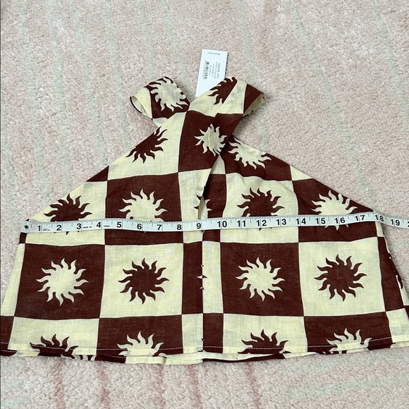 NWT Petal & Pup Cream and Brown Checkered Sun Pattern Halter Top Size Small - Picture 7 of 11